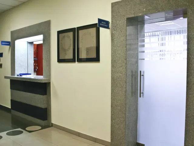 A modern school reception counter where found items are collected